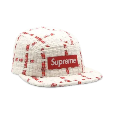 Supreme Ribbon Bouclé Camp Cap "White"