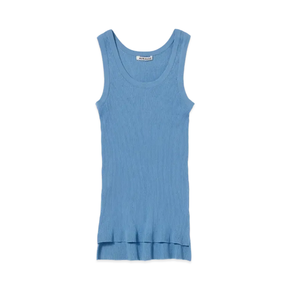 AURALEE GIZA High Gauge Rib Knit Tank "Light Blue"