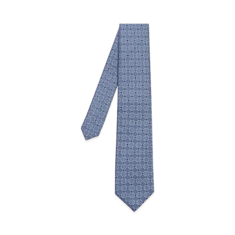 Paul Smith Heart Point Check Tie "GrayishBlue"