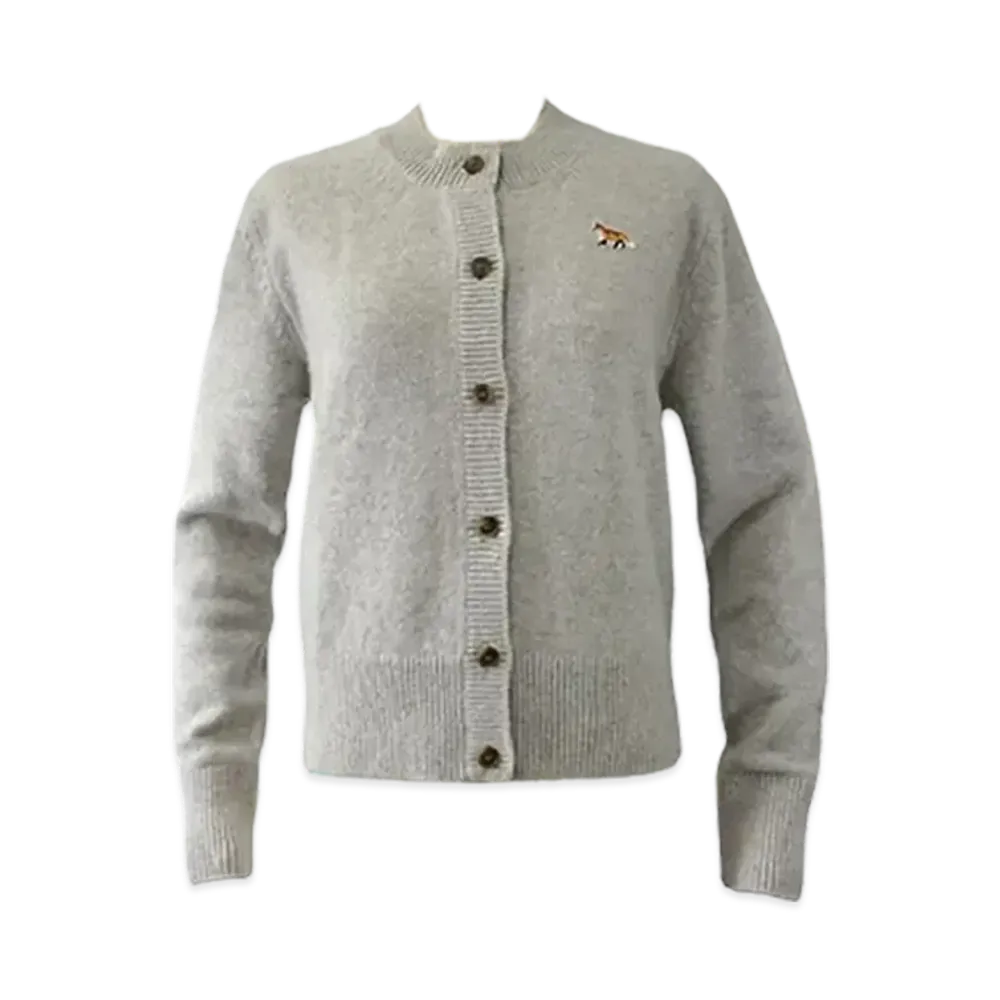 Maison Kitsune Baby Fox Patch Fitted Cardigan "Light Grey Melange"