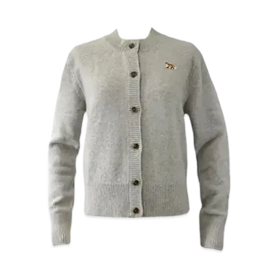 Maison Kitsune Baby Fox Patch Fitted Cardigan "Light Grey Melange"