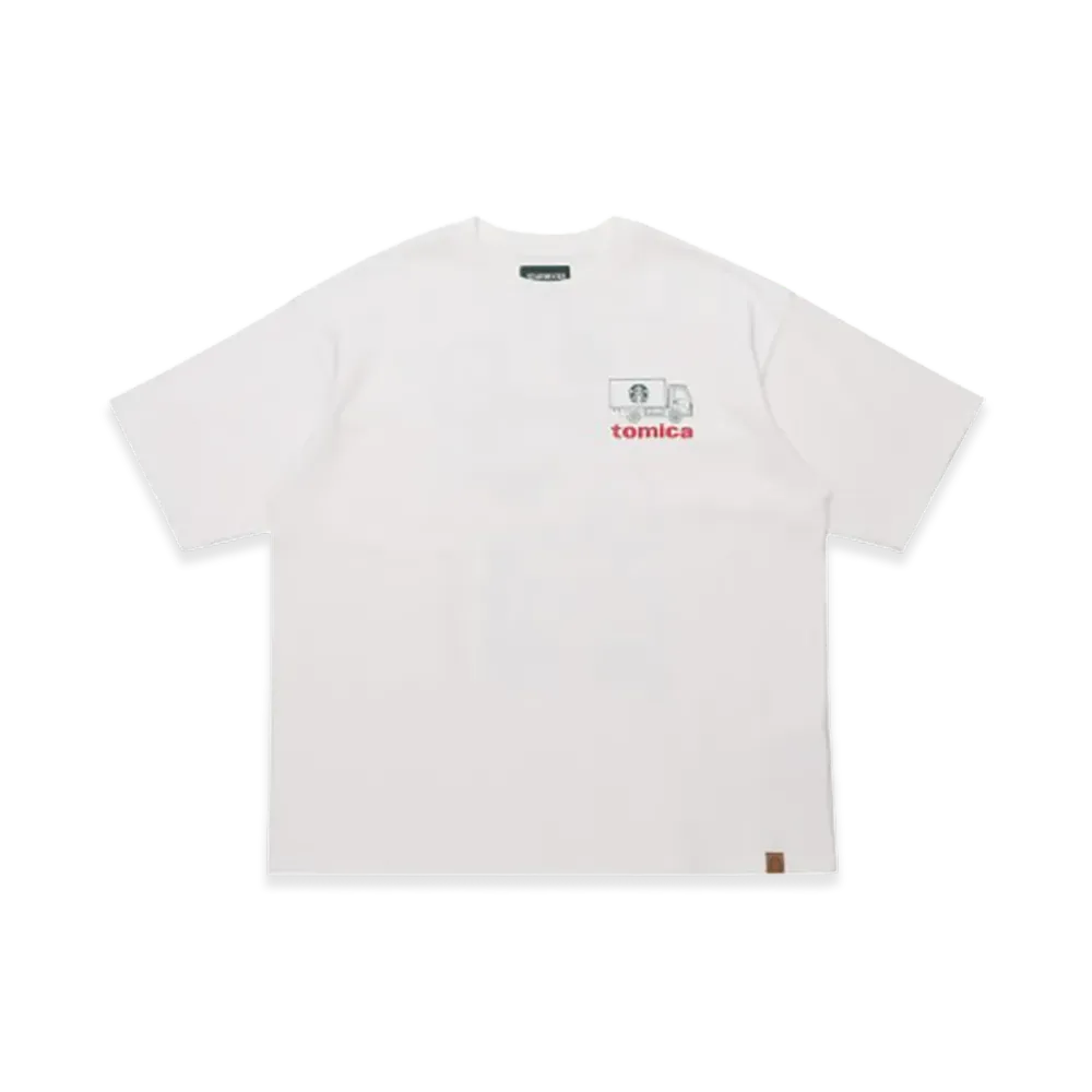 STARBUCKS STAND by BEAMS TOMICA Truck Print T-Shirt A "White"