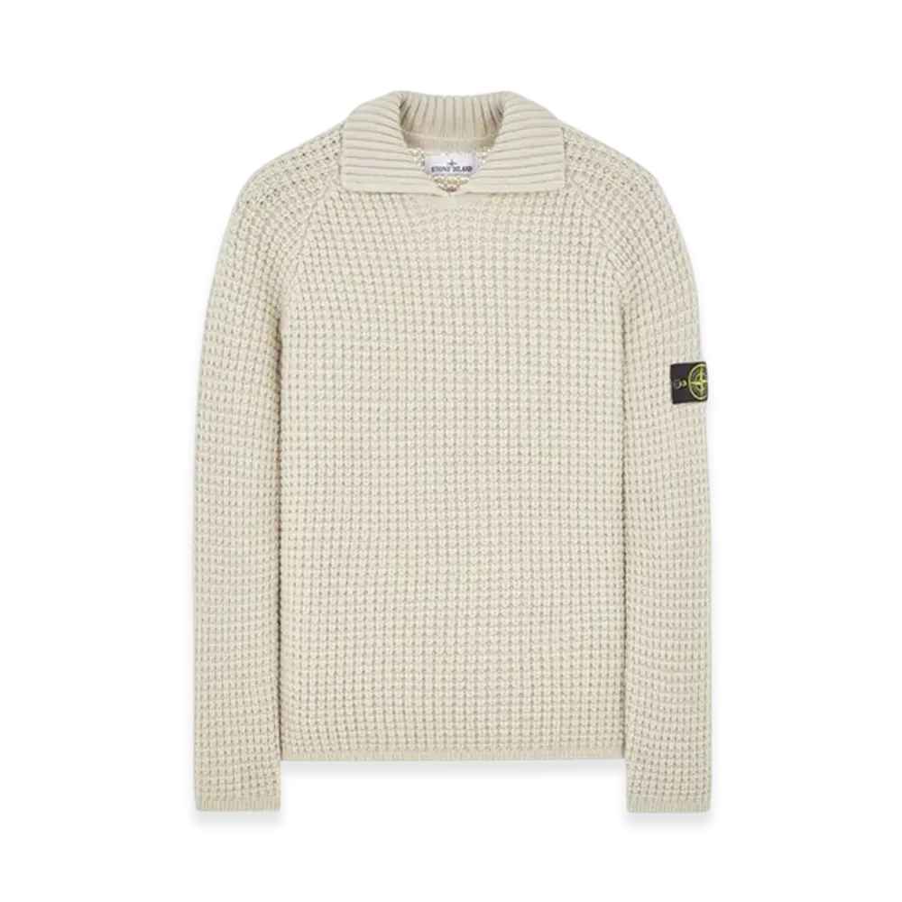 Stone Island 536D5 Pure Wool Polo Collar Knit - 23FW "Stucco"
