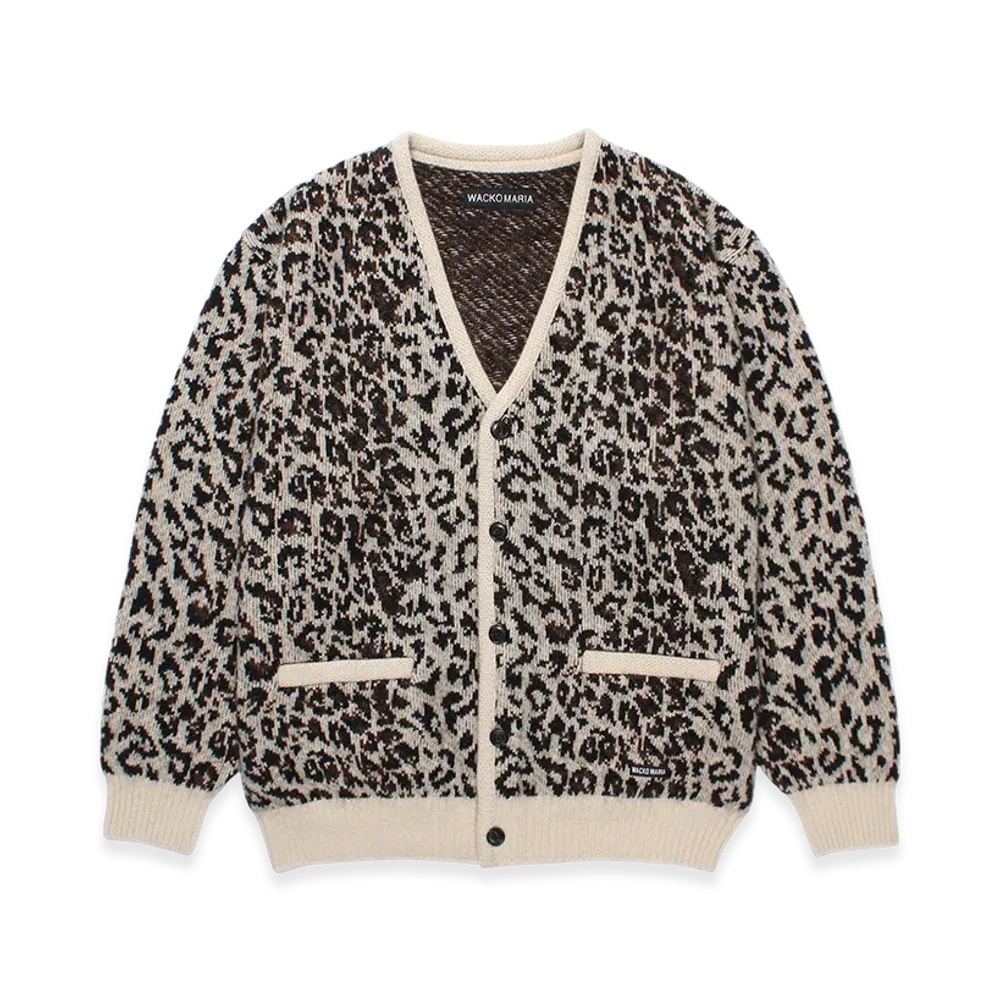 WACKO MARIA Leopard Mohair Jacquard Knit Cardigan "Ivory"