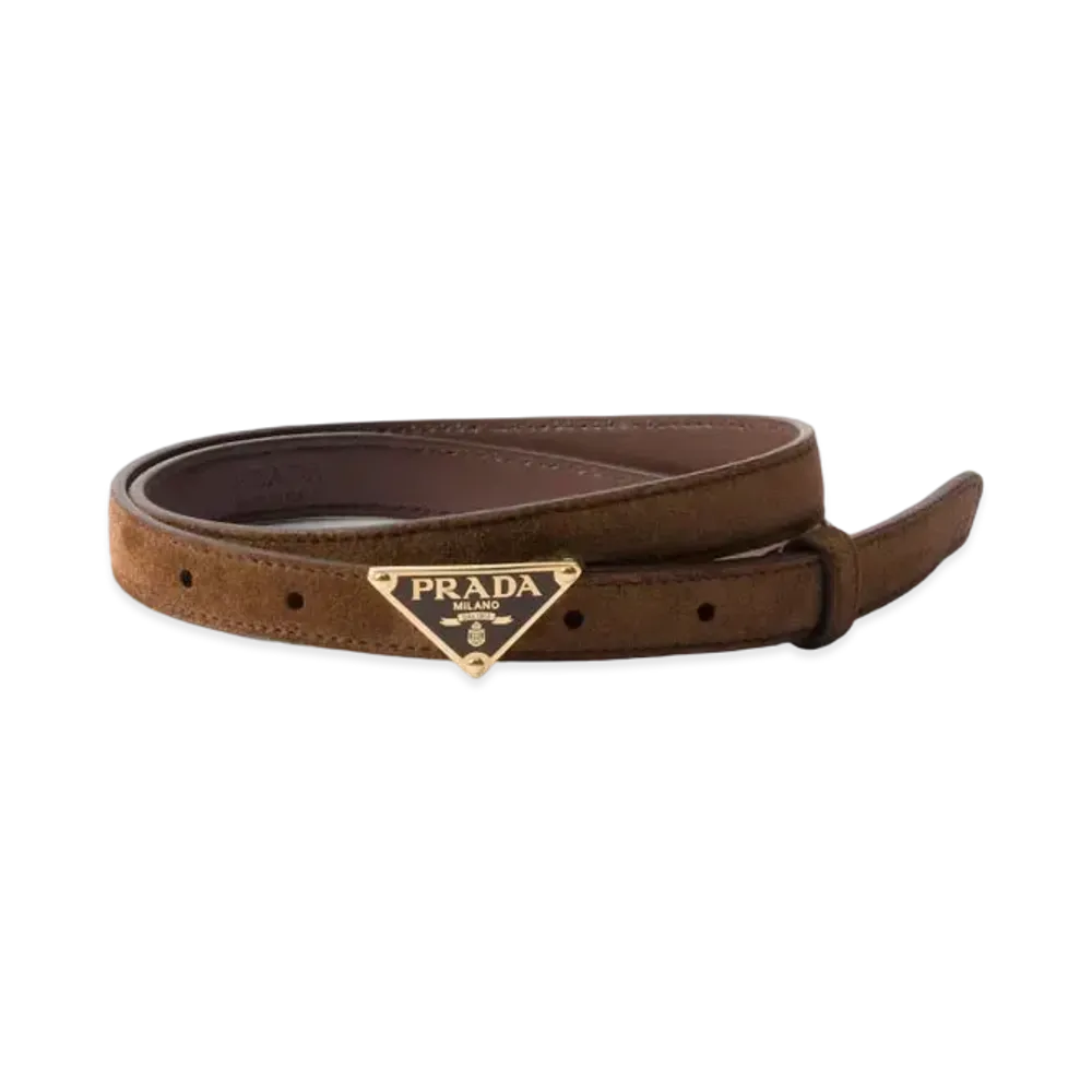 PRADA Suede Belt "Dark Brown"