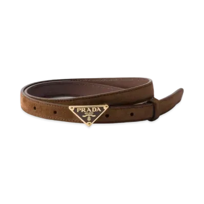 PRADA Suede Belt "Dark Brown"