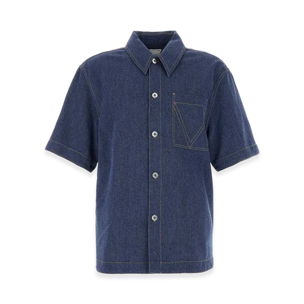 Bottega Veneta Melange Blue Drill Shirt "Blue"