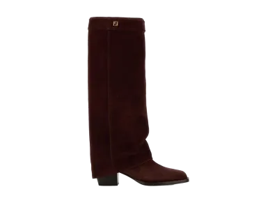 FENDI Women's Suede Minerva Boots "Burgundy"