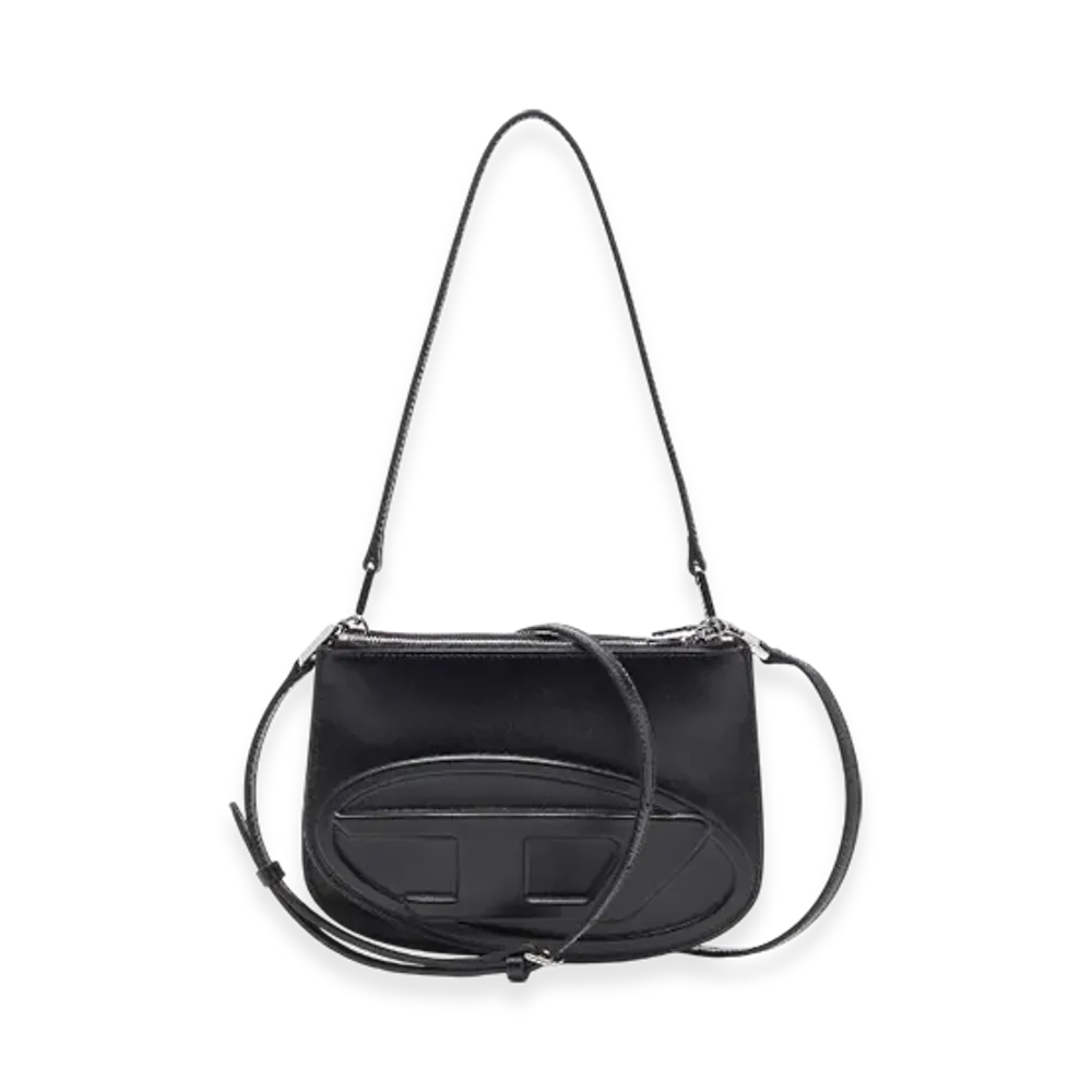 Diesel 1Dr Twin 1Dr Twin-Double-Pouch Shoulder Bag In Printed Leather "Black"