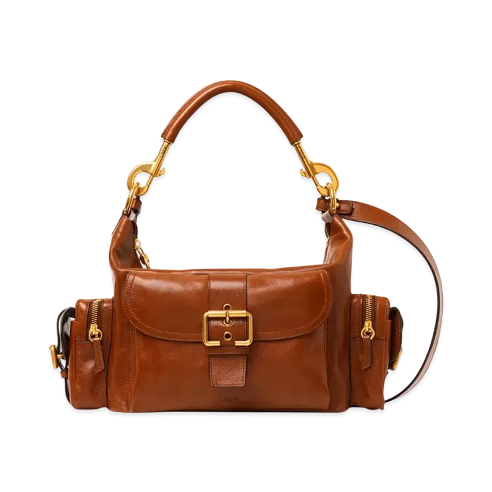 Chloe Camera Bag In Shiny Leather "Clay Brown"