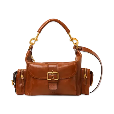 Chloe Camera Bag In Shiny Leather "Clay Brown"