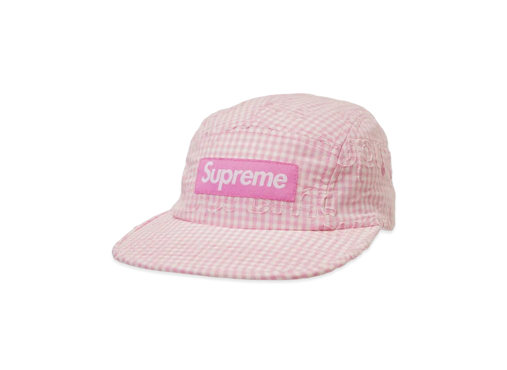 Supreme Monogram Gingham Camp Cap "Pink"