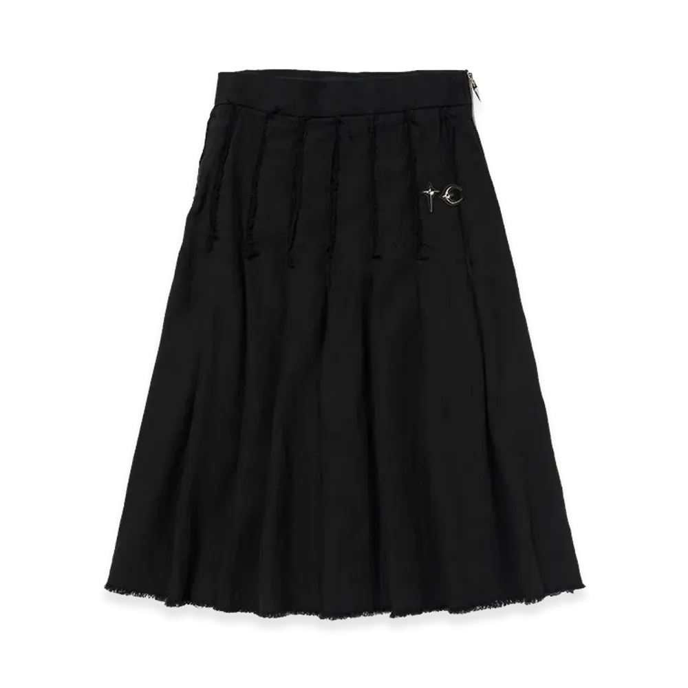 THUG CLUB TC Linen Cutout Pleated Skirt "Black"