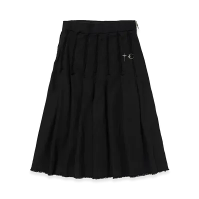 THUG CLUB TC Linen Cutout Pleated Skirt "Black"