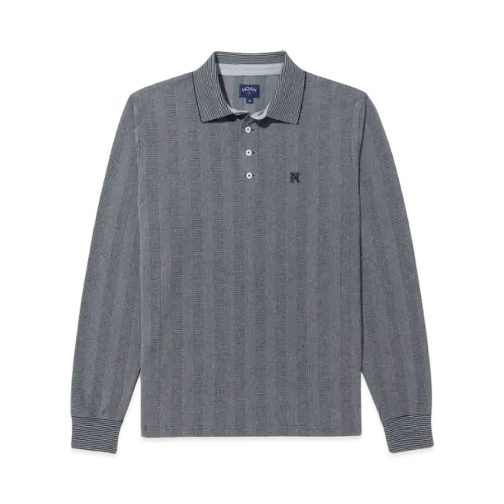 Noah Jacquard Long Sleeve Polo "Grey"