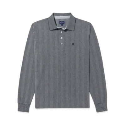 Noah Jacquard Long Sleeve Polo "Grey"