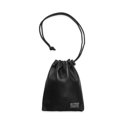 WACKO MARIA Sheep Leather Drawstring Bag "Black"