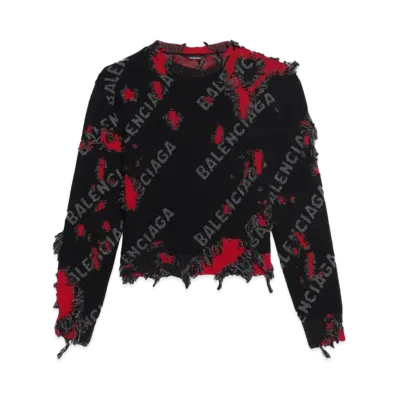 Balenciaga Destroyed Small CrewNeck WoolKnit "Black"