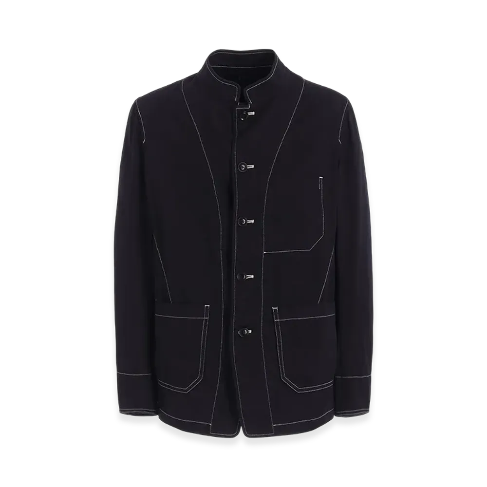 S'YTE Cotton Twill Garment Dyed Stand Collar Jacket "Navy"