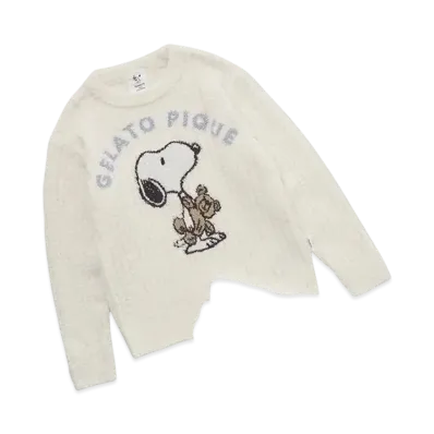GELATO PIQUE x PEANUTS Junior Snoopy x Bear Jacquard Pullover & Long Pants Set "Off White"