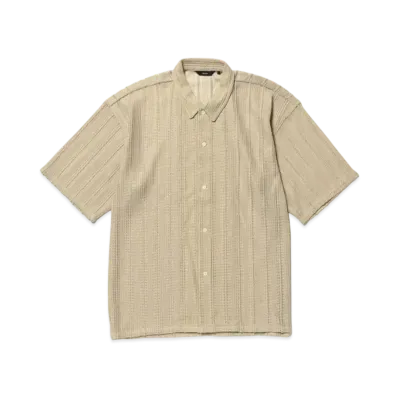 BEAMS Mesh Open Collar Shirt "Sand"