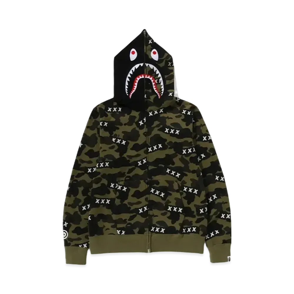 A BATHING APE x GOD SELECTION XXX Shark Full Zip Hoodie "Green"