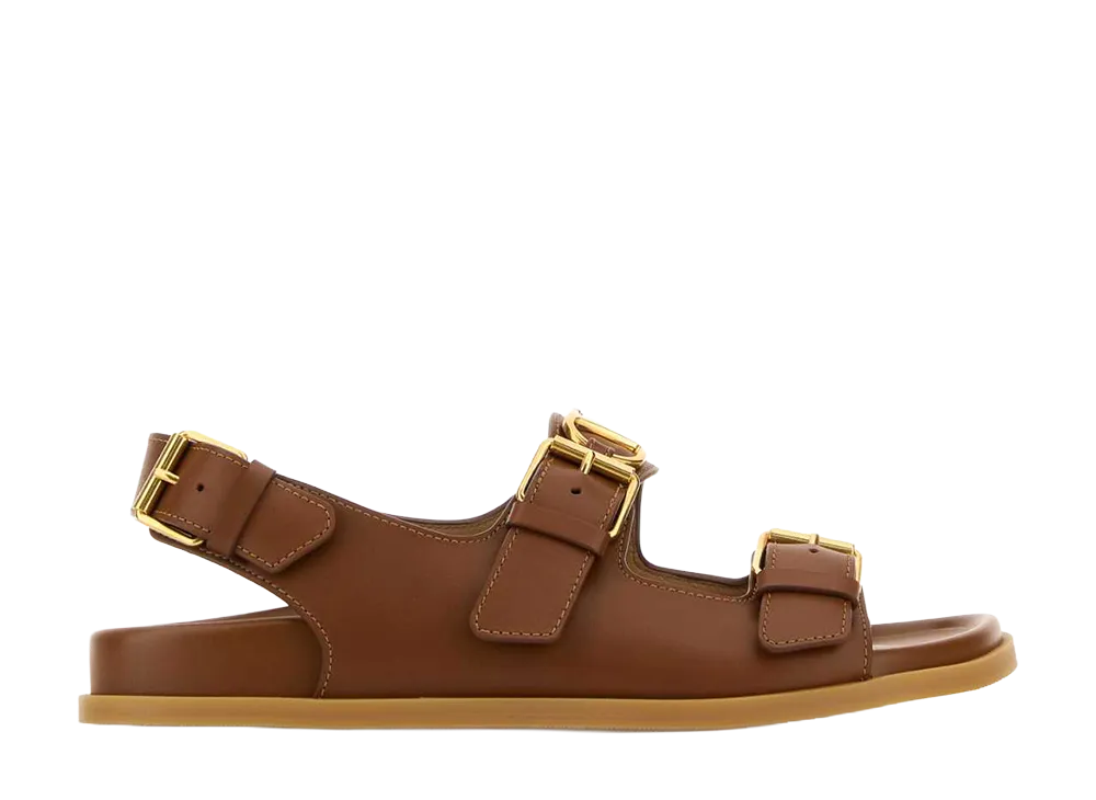 Valentino Garavani Women's Biscuit Leather Sandals "Camel"