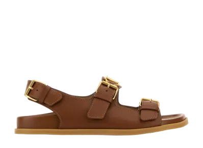 Valentino Garavani Women's Biscuit Leather Sandals "Camel"