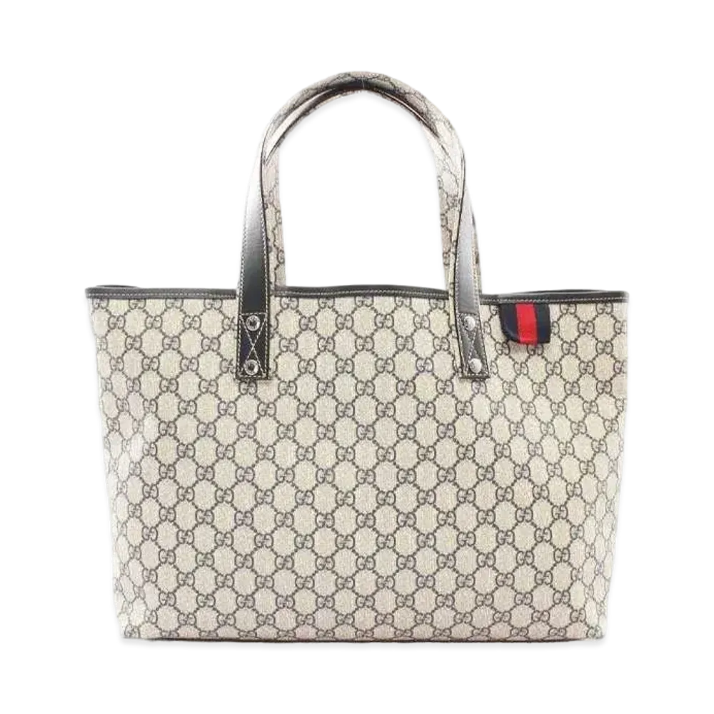 GUCCI GG Supreme Webbing Line Tote Bag "Beige"