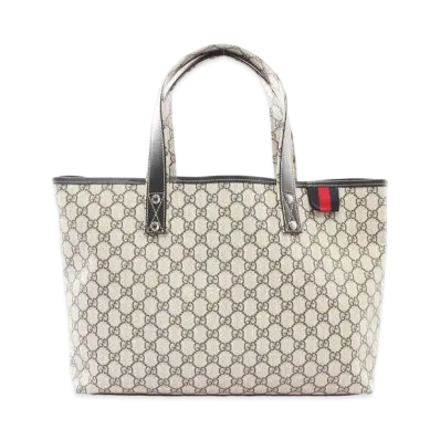 GUCCI GG Supreme Webbing Line Tote Bag "Beige"