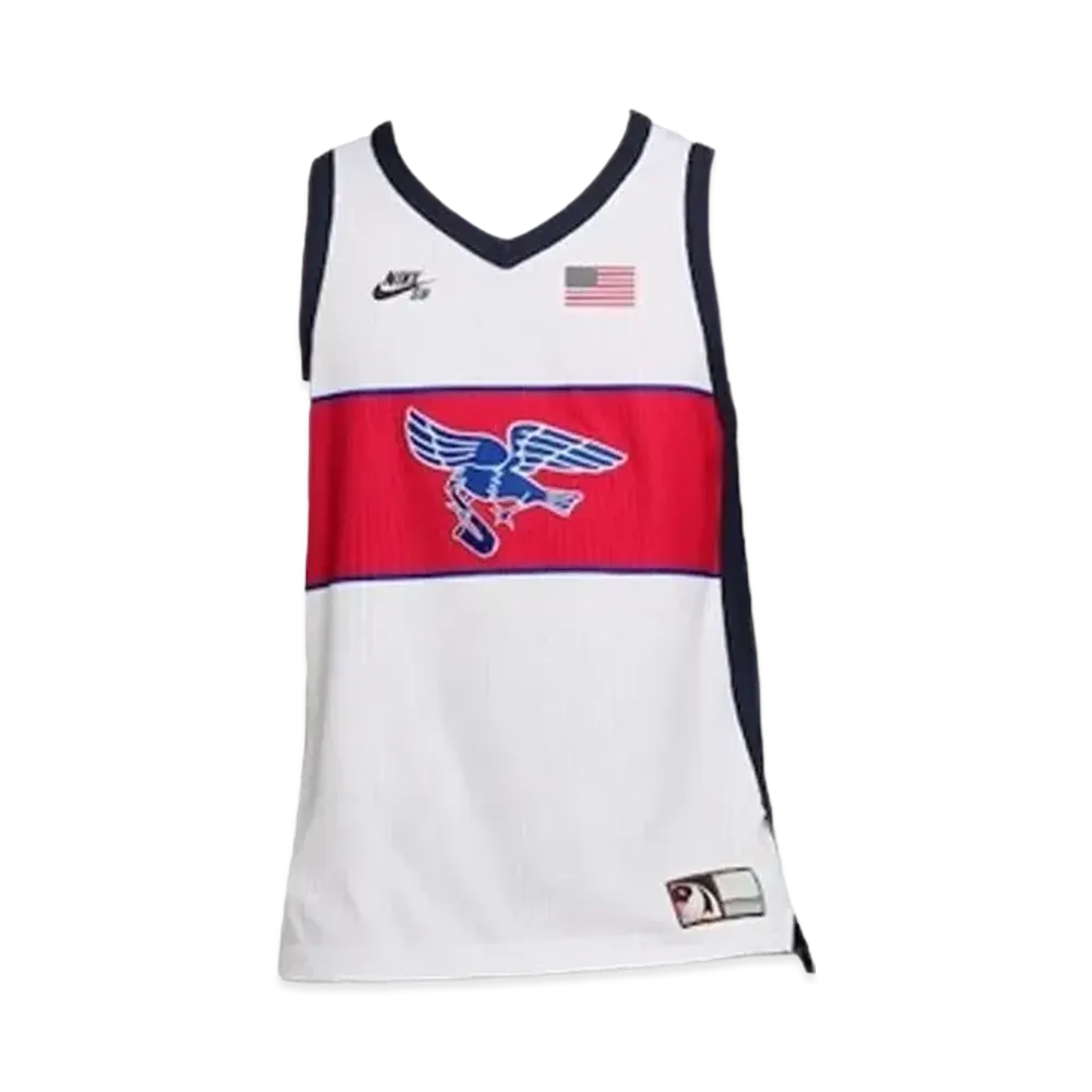 Nike SB FederationKit & Agnostic Collection Men's Dri-FIT ADV No Sleeve Skate Jersey "White/Sport Red/Obsidian"