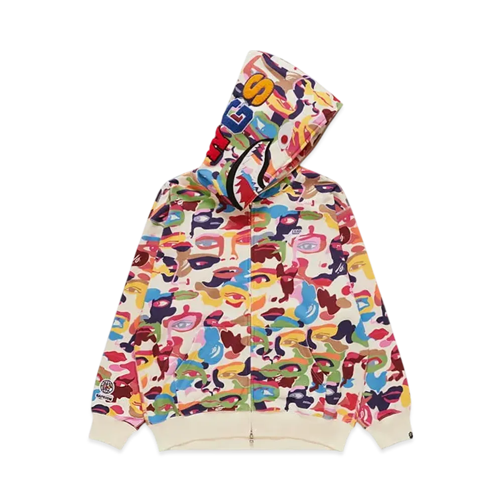 A BATHING APE Bape x Kidsuper Camo Shark Full Zip Hoodie "Multi"