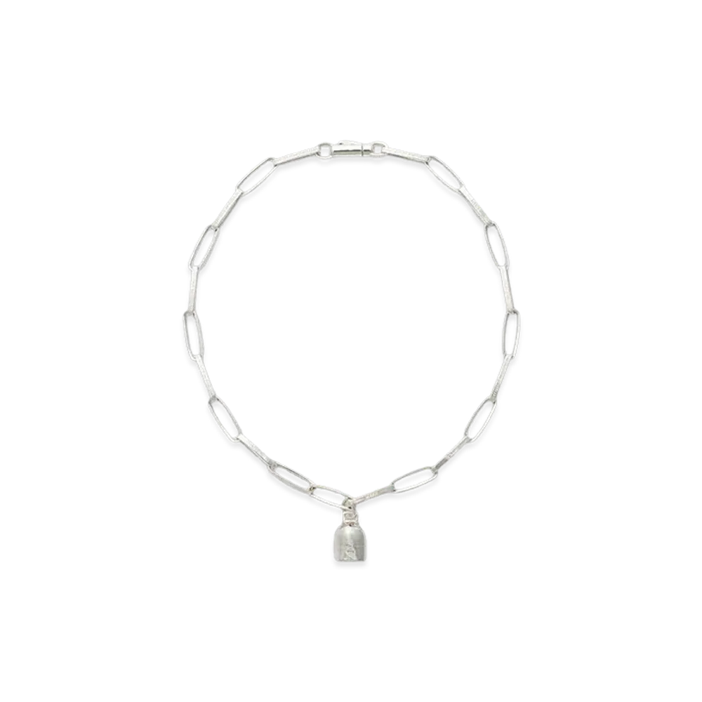 HYKE x END CUSTOM JEWELLERS Women's Good Luck Bell Half Round Chain Necklace "Silver"