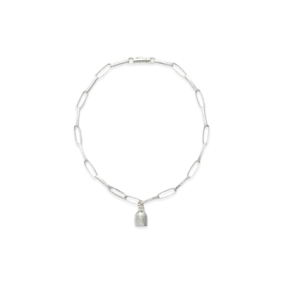 HYKE x END CUSTOM JEWELLERS Women's Good Luck Bell Half Round Chain Necklace "Silver"