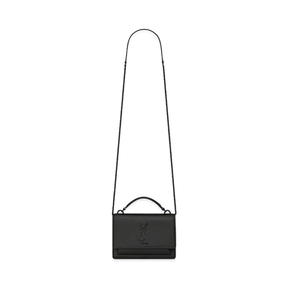 Saint Laurent Sunset Chain Wallet In Smooth Leather "Black"