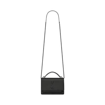 Saint Laurent Sunset Chain Wallet In Smooth Leather "Black"