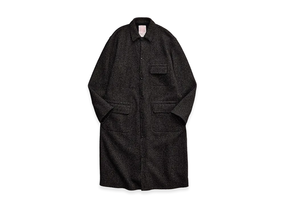 NICENESS Sylvian Kasuri Yarn Knitted Duster Coat "Black"