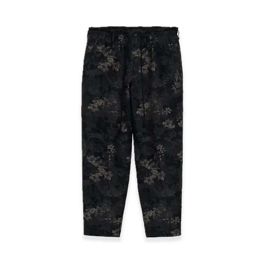 GDC x S'YTE Faded Floral Jacquard Octagon Star Embroidery Waist-String Pants "Black"