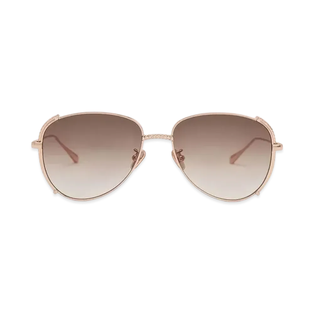 CHARLES & KEITH Gem-Embedded Wire-Frame Aviator Sunglasses "RoseGold"