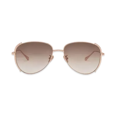 CHARLES & KEITH Gem-Embedded Wire-Frame Aviator Sunglasses "RoseGold"