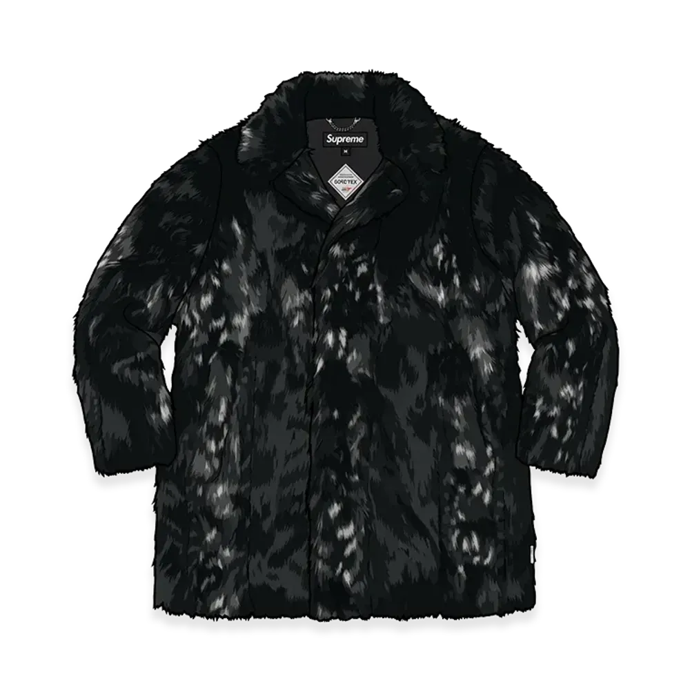 Supreme Lynx Faux Fur WINDSTOPPER Overcoat "Black"
