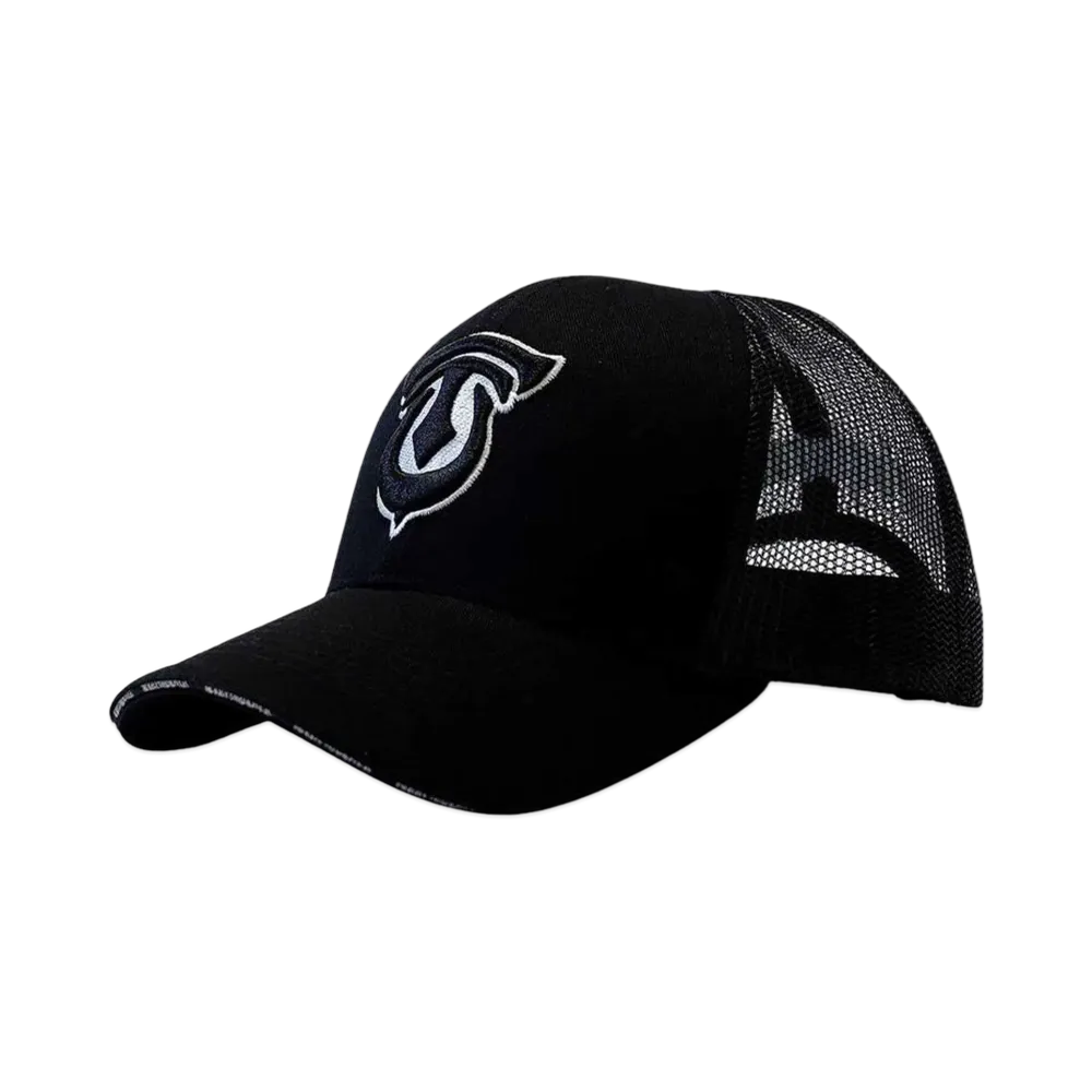 T.C.R BY TOUCHER T.C.R FYM MONOGRAM LOGO 6PANEL MESH CAP "BLACK"