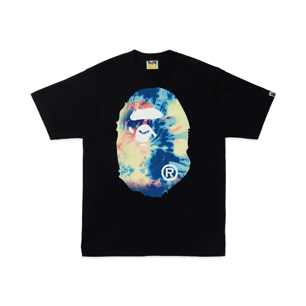 A BATHING APE TIE DYE BIG APE HEAD TEE "Black Multi"