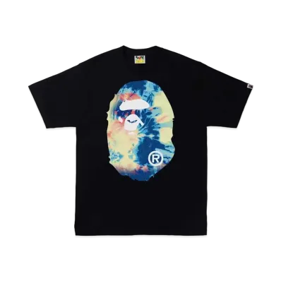 A BATHING APE TIE DYE BIG APE HEAD TEE "Black Multi"