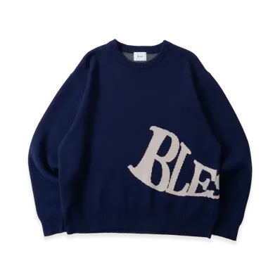 BLESS U Wave Logo Knit "Blue"