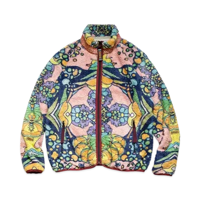 KAPITAL GUTMAN FLOWER PATTERN FLEECE ZIP BULLSON "Navy"