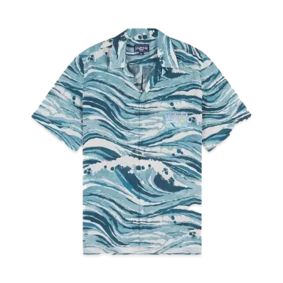Maison Kitsune X Vilebrequin Hawaiian Shirt "Storm Blue Design"