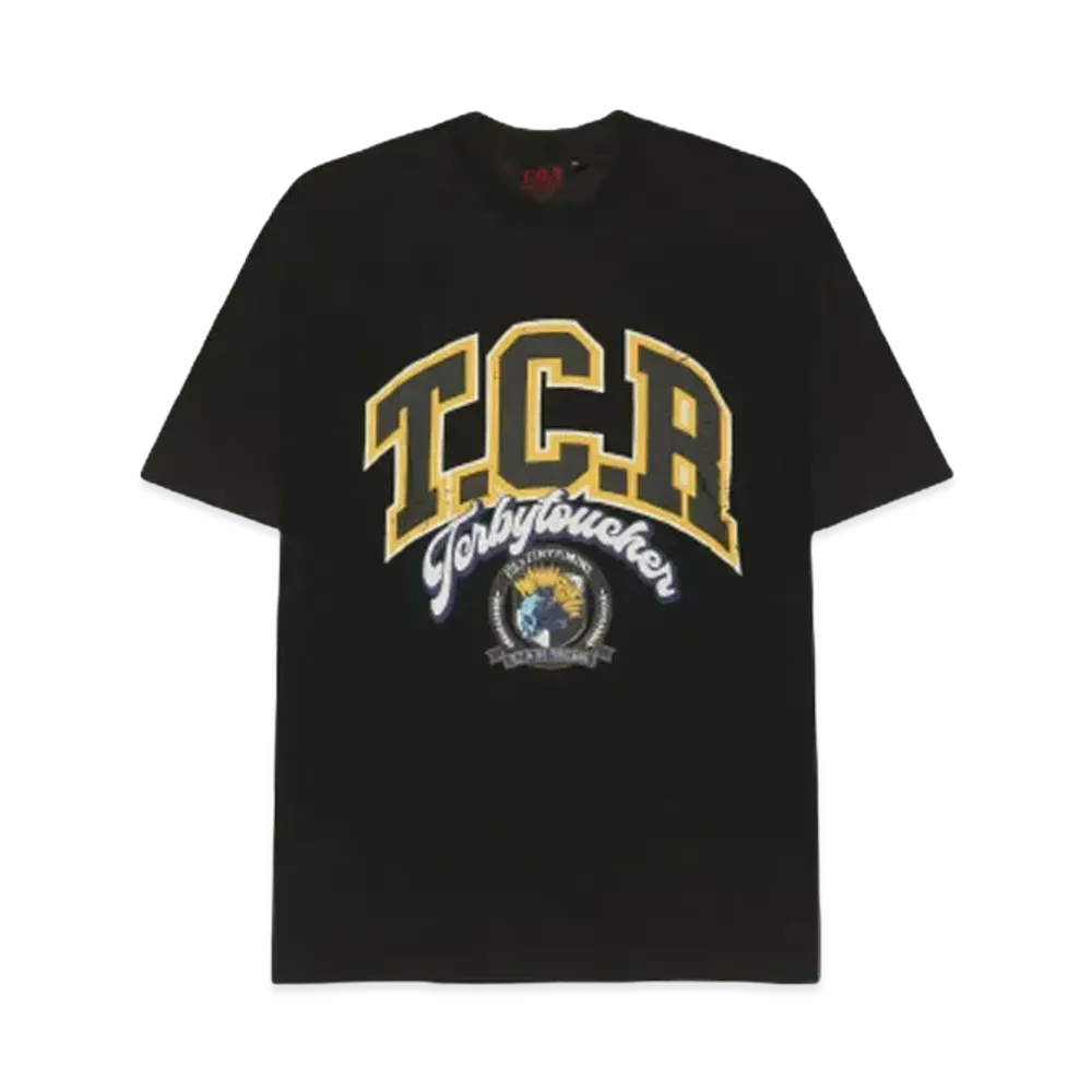 T.C.R COLLEGE LOGO CROPPED WASH S/S TEE "YELLOW/BLACK"