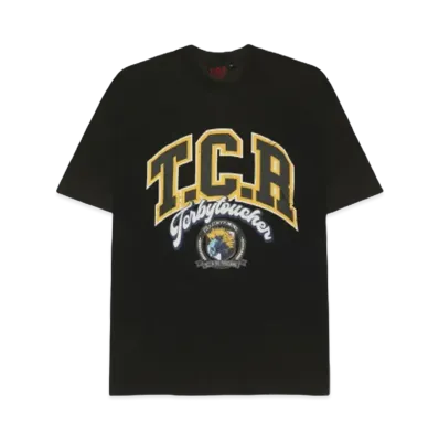 T.C.R COLLEGE LOGO CROPPED WASH S/S TEE "YELLOW/BLACK"