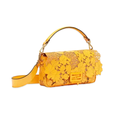 FENDI Baguette Embroidered Patent Leather Bag "Orange"